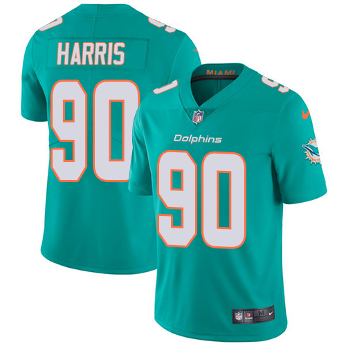 Nike Dolphins #90 Charles Harris Aqua Green Team Color Men's Stitched NFL Vapor Untouchable Limited Jersey - Click Image to Close